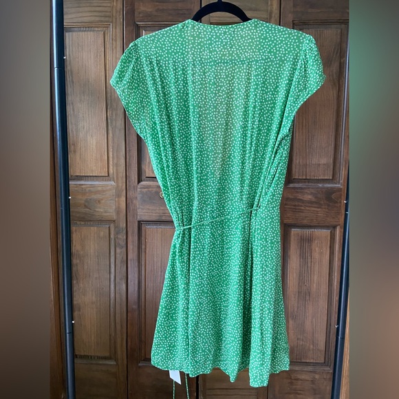 Reformation Green Wrap Polka Dot Mini Dress - Picture 7 of 7